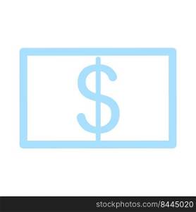 Blue banknote silhouette semi flat color vector element. Full sized decoration on white. Cash withdrawal. Dollar bill. Simple cartoon style illustration for web graphic design and animation. Blue banknote silhouette semi flat color vector element