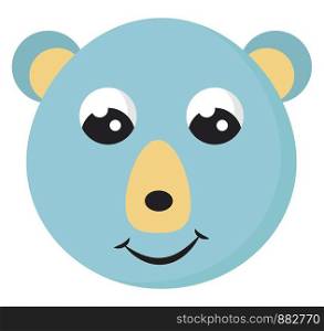 Blue bear with cute eyes, illustration, vector on white background.