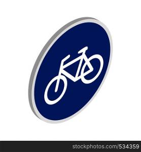Blue bicycle sign icon in isometric 3d style on a white background. Blue bicycle sign icon, isometric 3d style