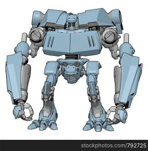 Blue big robot, illustration, vector on white background.