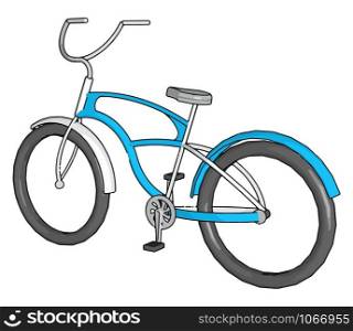 Blue bike, illustration, vector on white background.