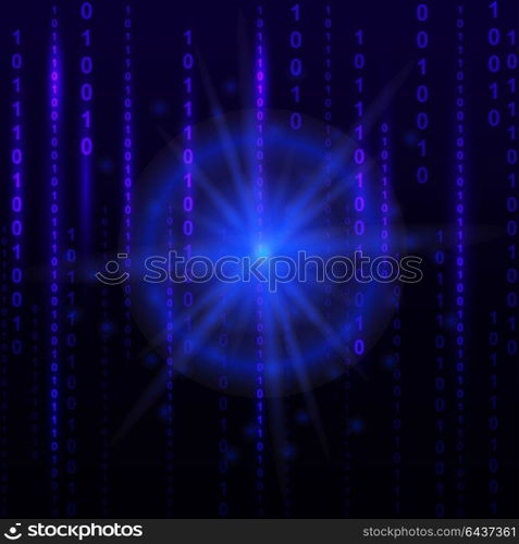 Blue Binary Computer Code Background. Cyber Future Wallpaper