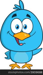 Blue Bird Cartoon Character Waving