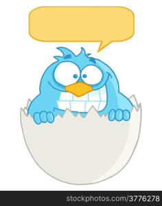 Blue Bird In Egg With Speech Bubble