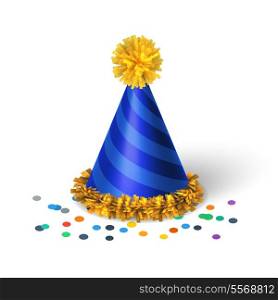 Blue birthday hat with spirals isolated vector illustration