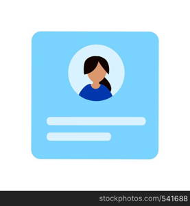 Blue blank id woman cards. Badge employees identification. Flat vector concept illustration isolated on white background. Blue blank plastic id woman cards. Badge employees identification.