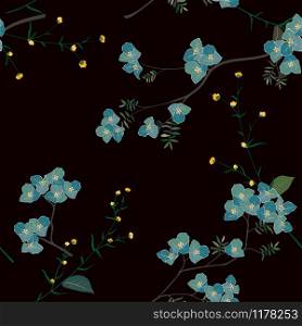 Blue blooming flower in the garden seamless pattern,for fashion,fabric,textile,print or wallpaper,vector illustration