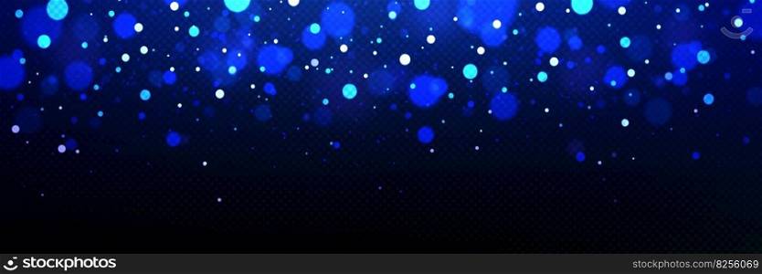Blue bokeh light effect with sparkle shimmer on transparent background. Abstract circle blur shine overlay for Christmas festive design. Winter disco fairy glow illuminated blurry illustration. Blue bokeh light effect with sparkle shimmer png