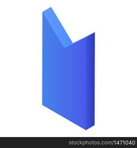 Blue bookmark icon. Isometric of blue bookmark vector icon for web design isolated on white background. Blue bookmark icon, isometric style