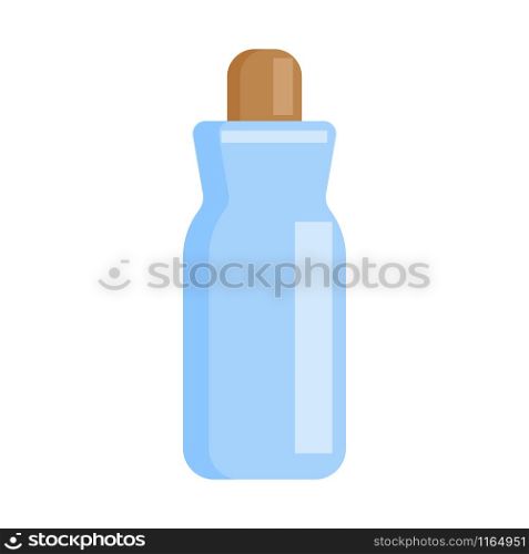 Blue bottle medical in flat design isolated on white background. Baby bottle symbol. Vector illustration. Blue bottle medical in flat design isolated on white background.