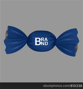 Blue brand bonbon icon. Realistic illustration of blue brand bonbon vector icon for web design. Blue brand bonbon icon, realistic style