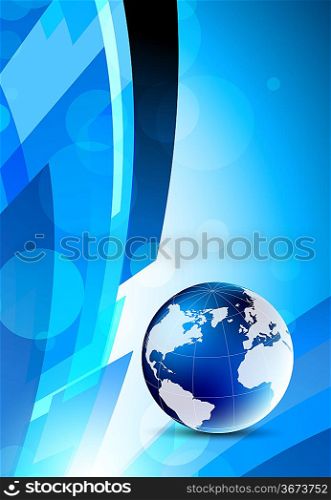 Blue bright background with globe. Abstract illustration
