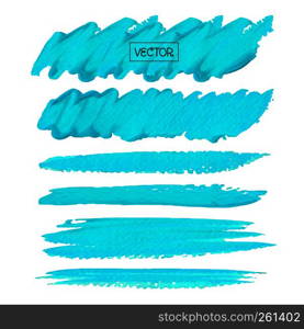 Blue brush stroke isolated on white background, Vector illustration.