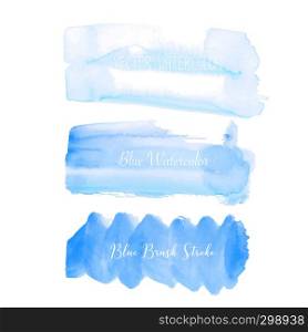 Blue brush stroke watercolor on white background. Vector illustration