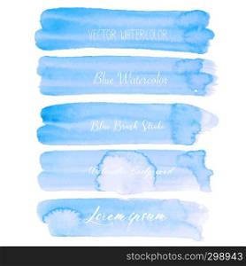 Blue brush stroke watercolor on white background. Vector illustration