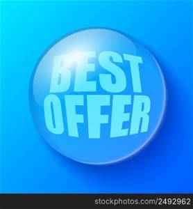 Blue bubble with best offer symbol on blue background realistic vector illustration. Blue Bubble With Offer Symbol Illustration