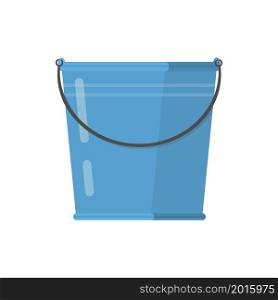 Blue bucket with a black handle. Isolated white background. A bucketful for washing food, water and drink. Household chores pail.. Blue bucket with a black handle. Isolated white background. A bucketful for washing food, water and drink. Household chores pail