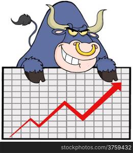 Blue Bull With Business Graph