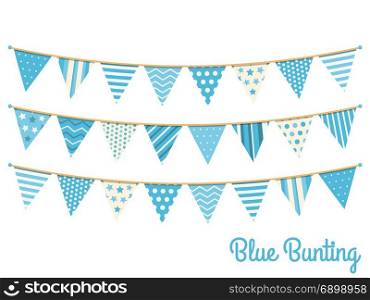 Blue Bunting. Blue bunting, design elements for decoration of greetings cards, invitations etc, vector eps10 illustration