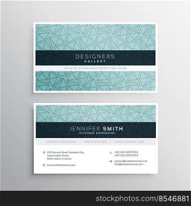 blue business card minimal template with abstract triangle patterns