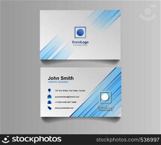 Blue business card template illustration design. Identity vector corporate blank.