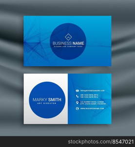 blue business card template with abstract wire mesh shape