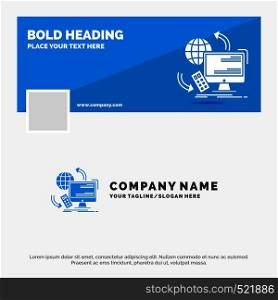 Blue Business Logo Template for Access, control, monitoring, remote, security. Facebook Timeline Banner Design. vector web banner background illustration. Vector EPS10 Abstract Template background