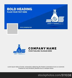 Blue Business Logo Template for Accumulation, bag, investment, loan, money. Facebook Timeline Banner Design. vector web banner background illustration. Vector EPS10 Abstract Template background