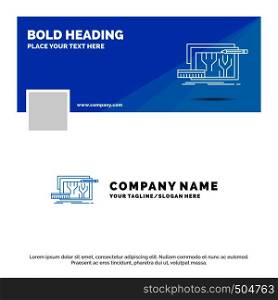 Blue Business Logo Template for Architecture, blueprint, circuit, design, engineering. Facebook Timeline Banner Design. vector web banner background illustration. Vector EPS10 Abstract Template background