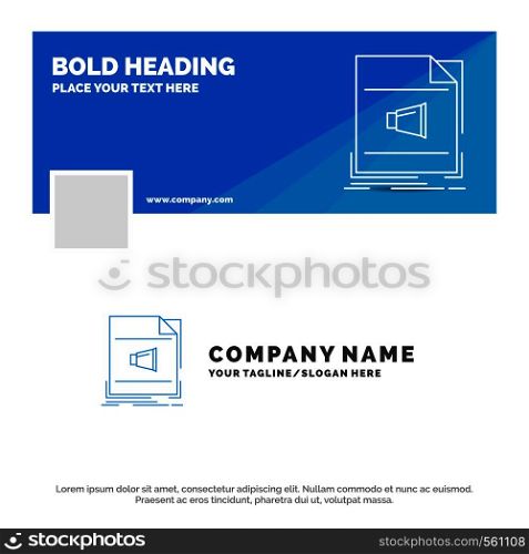 Blue Business Logo Template for Audio, file, format, music, sound. Facebook Timeline Banner Design. vector web banner background illustration. Vector EPS10 Abstract Template background
