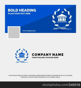 Blue Business Logo Template for bank, banking, online, university, building, education. Facebook Timeline Banner Design. vector web banner background illustration. Vector EPS10 Abstract Template background