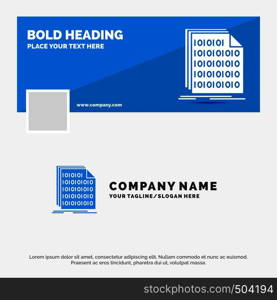 Blue Business Logo Template for Binary, code, coding, data, document. Facebook Timeline Banner Design. vector web banner background illustration. Vector EPS10 Abstract Template background