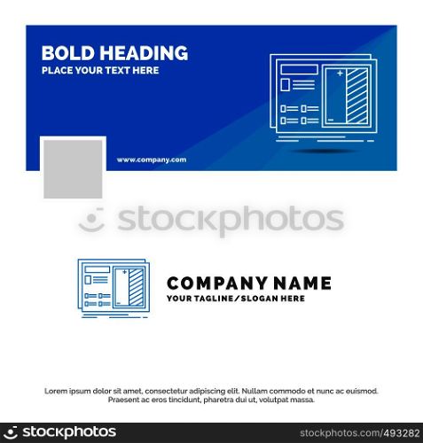 Blue Business Logo Template for Blueprint, design, drawing, plan, prototype. Facebook Timeline Banner Design. vector web banner background illustration. Vector EPS10 Abstract Template background