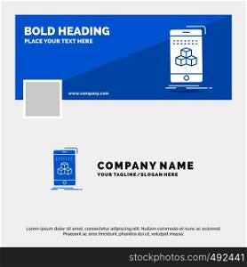 Blue Business Logo Template for box, 3d, cube, smartphone, product. Facebook Timeline Banner Design. vector web banner background illustration. Vector EPS10 Abstract Template background