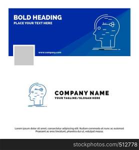 Blue Business Logo Template for brain, hack, hacking, key, mind. Facebook Timeline Banner Design. vector web banner background illustration. Vector EPS10 Abstract Template background