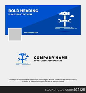 Blue Business Logo Template for Build, engineering, hammer, repair, service. Facebook Timeline Banner Design. vector web banner background illustration. Vector EPS10 Abstract Template background