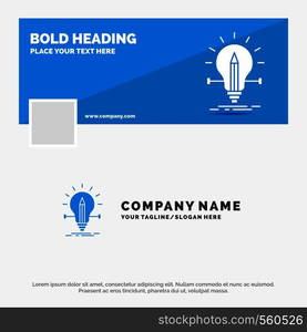 Blue Business Logo Template for bulb, creative, solution, light, pencil. Facebook Timeline Banner Design. vector web banner background illustration. Vector EPS10 Abstract Template background