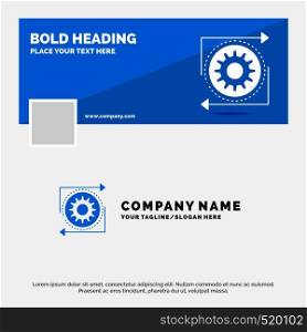 Blue Business Logo Template for Business, gear, management, operation, process. Facebook Timeline Banner Design. vector web banner background illustration. Vector EPS10 Abstract Template background