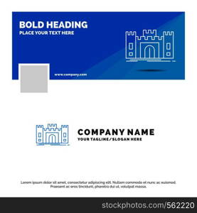 Blue Business Logo Template for Castle, defense, fort, fortress, landmark. Facebook Timeline Banner Design. vector web banner background illustration. Vector EPS10 Abstract Template background