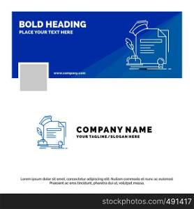 Blue Business Logo Template for certificate, degree, education, award, agreement. Facebook Timeline Banner Design. vector web banner background illustration. Vector EPS10 Abstract Template background