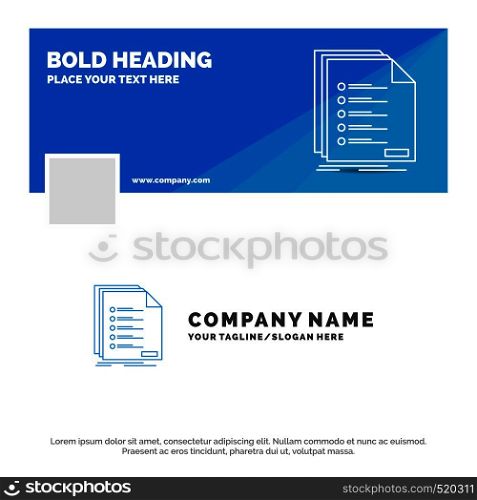 Blue Business Logo Template for Check, filing, list, listing, registration. Facebook Timeline Banner Design. vector web banner background illustration. Vector EPS10 Abstract Template background