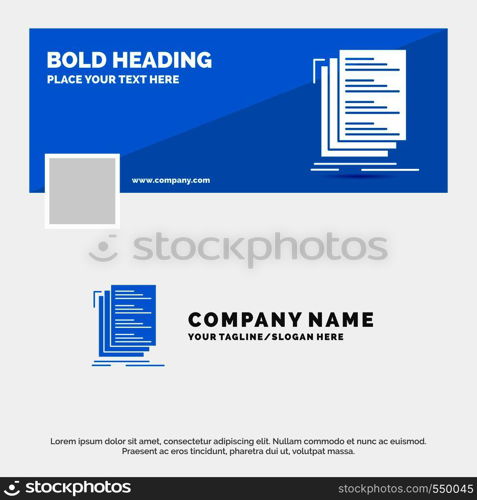 Blue Business Logo Template for Code, coding, compile, files, list. Facebook Timeline Banner Design. vector web banner background illustration. Vector EPS10 Abstract Template background