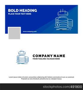 Blue Business Logo Template for coins, finance, gold, income, savings. Facebook Timeline Banner Design. vector web banner background illustration. Vector EPS10 Abstract Template background