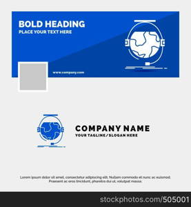 Blue Business Logo Template for consultation, education, online, e learning, support. Facebook Timeline Banner Design. vector web banner background illustration. Vector EPS10 Abstract Template background