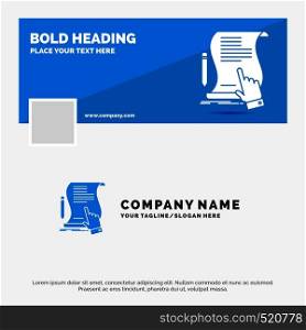 Blue Business Logo Template for contract, document, paper, sign, agreement, application. Facebook Timeline Banner Design. vector web banner background illustration. Vector EPS10 Abstract Template background