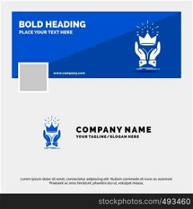 Blue Business Logo Template for Crown, honor, king, market, royal. Facebook Timeline Banner Design. vector web banner background illustration. Vector EPS10 Abstract Template background