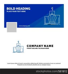 Blue Business Logo Template for Crown, king, leadership, monarchy, royal. Facebook Timeline Banner Design. vector web banner background illustration. Vector EPS10 Abstract Template background