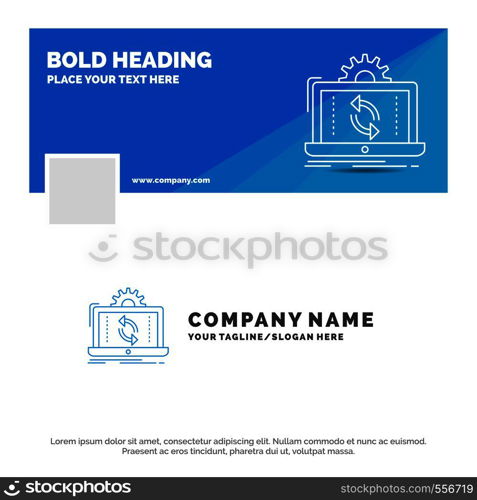 Blue Business Logo Template for data, processing, Analysis, reporting, sync. Facebook Timeline Banner Design. vector web banner background illustration. Vector EPS10 Abstract Template background