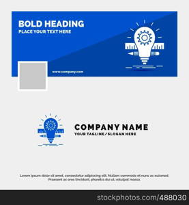 Blue Business Logo Template for Development, idea, bulb, pencil, scale. Facebook Timeline Banner Design. vector web banner background illustration. Vector EPS10 Abstract Template background