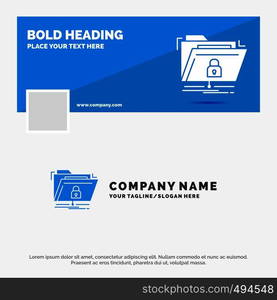 Blue Business Logo Template for encryption, files, folder, network, secure. Facebook Timeline Banner Design. vector web banner background illustration. Vector EPS10 Abstract Template background